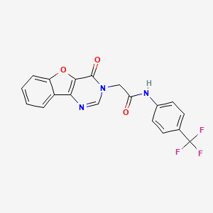 molecular formula C19H12F3N3O3 B2472029 2-{6-氧代-8-氧杂-3,5-二氮杂三环[7.4.0.0^{2,7}]十三-1(9),2(7),3,10,12-戊烯-5-基}-N-[4-(三氟甲基)苯基]乙酰胺 CAS No. 864923-13-7