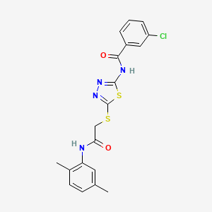 molecular formula C19H17ClN4O2S2 B2472031 3-氯-N-[5-[2-(2,5-二甲苯胺基)-2-氧代乙基]硫代-1,3,4-噻二唑-2-基]苯甲酰胺 CAS No. 392295-03-3