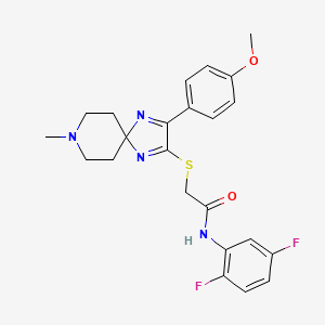molecular formula C23H24F2N4O2S B2472035 N-(2,5-difluorophenyl)-2-((3-(4-methoxyphenyl)-8-methyl-1,4,8-triazaspiro[4.5]deca-1,3-dien-2-yl)thio)acetamide CAS No. 1189697-73-1