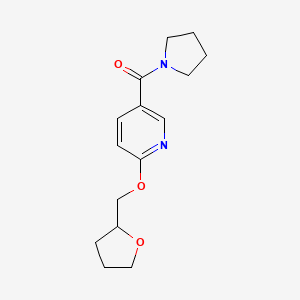 molecular formula C15H20N2O3 B2472039 Pyrrolidin-1-yl(6-((tetrahydrofuran-2-yl)methoxy)pyridin-3-yl)methanone CAS No. 2034428-71-0
