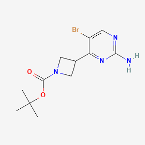 molecular formula C12H17BrN4O2 B2472042 叔丁基 3-(2-氨基-5-溴嘧啶-4-基)氮杂环丁烷-1-羧酸酯 CAS No. 2094872-56-5