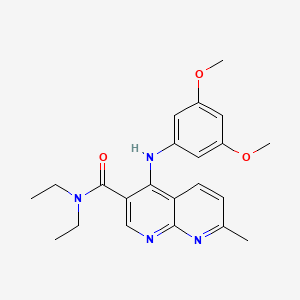 molecular formula C22H26N4O3 B2472049 4-((3,5-dimethoxyphenyl)amino)-N,N-diethyl-7-methyl-1,8-naphthyridine-3-carboxamide CAS No. 1251633-76-7