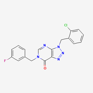 molecular formula C18H13ClFN5O B2472050 3-(2-chlorobenzyl)-6-(3-fluorobenzyl)-3,6-dihydro-7H-[1,2,3]triazolo[4,5-d]pyrimidin-7-one CAS No. 1326827-99-9