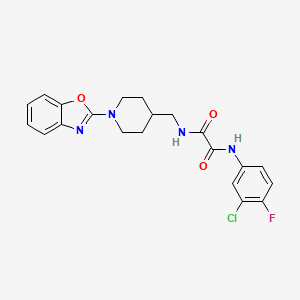 molecular formula C21H20ClFN4O3 B2472055 N1-((1-(benzo[d]oxazol-2-yl)piperidin-4-yl)methyl)-N2-(3-chloro-4-fluorophenyl)oxalamide CAS No. 1797123-68-2