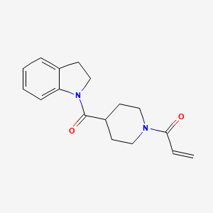 molecular formula C17H20N2O2 B2472059 1-[4-(2,3-Dihydroindole-1-carbonyl)piperidin-1-yl]prop-2-en-1-one CAS No. 2196530-92-2