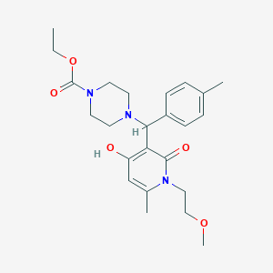 Ethyl 4-((4-hydroxy-1-(2-methoxyethyl)-6-methyl-2-oxo-1,2-dihydropyridin-3-yl)(p-tolyl)methyl)piperazine-1-carboxylate