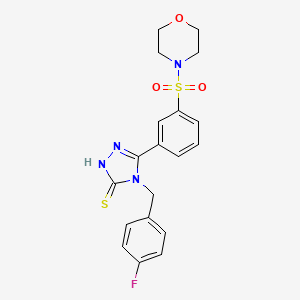 molecular formula C19H19FN4O3S2 B2472065 4-[(4-fluorophenyl)methyl]-5-[3-(morpholine-4-sulfonyl)phenyl]-4H-1,2,4-triazole-3-thiol CAS No. 749219-32-7