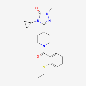 molecular formula C20H26N4O2S B2472075 4-cyclopropyl-3-(1-(2-(ethylthio)benzoyl)piperidin-4-yl)-1-methyl-1H-1,2,4-triazol-5(4H)-one CAS No. 1797224-09-9