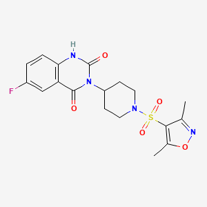 molecular formula C18H19FN4O5S B2472080 3-(1-((3,5-dimethylisoxazol-4-yl)sulfonyl)piperidin-4-yl)-6-fluoroquinazoline-2,4(1H,3H)-dione CAS No. 2034533-72-5