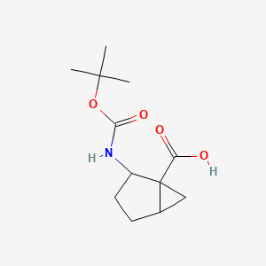molecular formula C12H19NO4 B2472081 2-[(2-Methylpropan-2-yl)oxycarbonylamino]bicyclo[3.1.0]hexane-1-carboxylic acid CAS No. 1783530-89-1