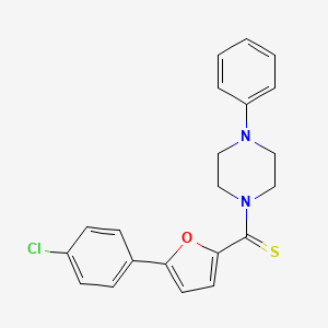 molecular formula C21H19ClN2OS B2472085 (5-(4-氯苯基)呋喃-2-基)(4-苯基哌嗪-1-基)甲硫酮 CAS No. 309280-98-6