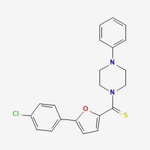 molecular formula C21H19ClN2OS B2472085 (5-(4-Chlorophenyl)furan-2-yl)(4-phenylpiperazin-1-yl)methanethione CAS No. 309280-98-6