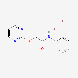 molecular formula C13H10F3N3O2 B2472090 N-(2-(trifluorométhyl)phényl)-2-(pyrimidin-2-yloxy)acétamide CAS No. 1251547-49-5