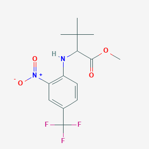 molecular formula C14H17F3N2O4 B2472093 Methyl 3,3-dimethyl-2-[2-nitro-4-(trifluoromethyl)anilino]butanoate CAS No. 1214793-21-1