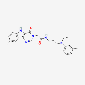 N-{3-[ethyl(3-methylphenyl)amino]propyl}-2-{8-methyl-4-oxo-3H,4H,5H-pyrimido[5,4-b]indol-3-yl}acetamide