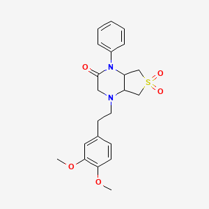 molecular formula C22H26N2O5S B2472102 4-(3,4-dimethoxyphenethyl)-1-phenylhexahydrothieno[3,4-b]pyrazin-2(1H)-one 6,6-dioxide CAS No. 1049535-78-5