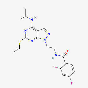 molecular formula C19H22F2N6OS B2472107 N-(2-(6-(乙硫基)-4-(异丙基氨基)-1H-吡唑并[3,4-d]嘧啶-1-基)乙基)-2,4-二氟苯甲酰胺 CAS No. 946364-77-8