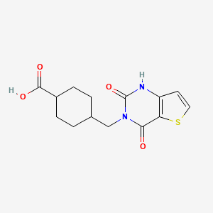molecular formula C14H16N2O4S B2472112 4-[(2,4-Dioxo-1H-thieno[3,2-d]pyrimidin-3-yl)methyl]cyclohexane-1-carboxylic acid CAS No. 2415488-98-9