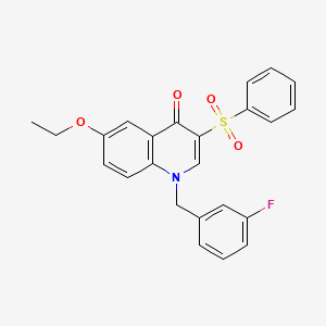 molecular formula C24H20FNO4S B2472128 3-(Benzenesulfonyl)-6-ethoxy-1-[(3-fluorophenyl)methyl]quinolin-4-one CAS No. 866726-15-0