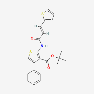 molecular formula C22H21NO3S2 B2472130 4-苯基-2-[(2E)-3-(噻吩-2-基)丙-2-烯酰胺]噻吩-3-羧酸叔丁酯 CAS No. 2138805-83-9