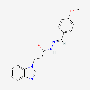 molecular formula C18H18N4O2 B2472133 3-(benzimidazol-1-yl)-N-[(4-methoxyphenyl)methylideneamino]propanamide CAS No. 518018-61-6