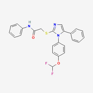 molecular formula C24H19F2N3O2S B2472134 2-((1-(4-(difluoromethoxy)phenyl)-5-phenyl-1H-imidazol-2-yl)thio)-N-phenylacetamide CAS No. 1226428-43-8