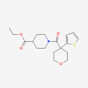 molecular formula C18H25NO4S B2472135 1-(4-(thiophène-2-yl)tétrahydro-2H-pyran-4-carbonyl)pipéridine-4-carboxylate d'éthyle CAS No. 877649-29-1