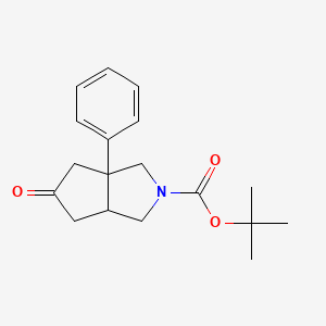 molecular formula C18H23NO3 B2472136 Tert-butyl 5-oxo-3a-phenyl-octahydrocyclopenta[c]pyrrole-2-carboxylate CAS No. 1370027-64-7