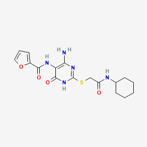 molecular formula C17H21N5O4S B2472137 N-(4-amino-2-((2-(cyclohexylamino)-2-oxoethyl)thio)-6-oxo-1,6-dihydropyrimidin-5-yl)furan-2-carboxamide CAS No. 868226-40-8
