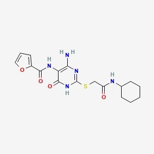 molecular formula C17H21N5O4S B2472137 5-(呋喃-2-甲酰胺)-4-氨基-2-((2-(环己基氨基)-2-氧代乙基)硫)-6-氧代-1,6-二氢嘧啶 CAS No. 868226-40-8