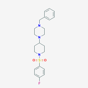 molecular formula C22H28FN3O2S B247214 1-Benzyl-4-{1-[(4-fluorophenyl)sulfonyl]-4-piperidinyl}piperazine 