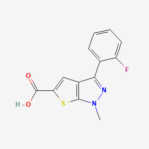 molecular formula C13H9FN2O2S B2472156 3-(2-Fluorophenyl)-1-methylthieno[2,3-c]pyrazole-5-carboxylic acid CAS No. 924645-37-4