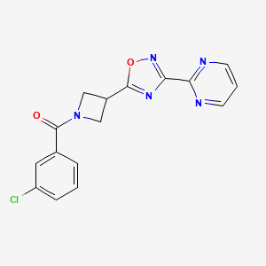 molecular formula C16H12ClN5O2 B2472157 (3-氯苯基)(3-(3-(嘧啶-2-基)-1,2,4-恶二唑-5-基)氮杂环丁-1-基)甲酮 CAS No. 1324189-44-7