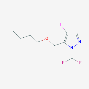 molecular formula C9H13F2IN2O B2472159 5-(butoxymethyl)-1-(difluoromethyl)-4-iodo-1H-pyrazole CAS No. 1856023-86-3