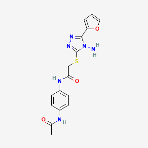 molecular formula C16H16N6O3S B2472162 N-(4-acetamidophenyl)-2-[[4-amino-5-(furan-2-yl)-1,2,4-triazol-3-yl]sulfanyl]acetamide CAS No. 577998-96-0