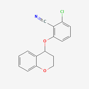 molecular formula C16H12ClNO2 B2472166 2-chloro-6-(3,4-dihydro-2H-chromen-4-yloxy)benzenecarbonitrile CAS No. 866042-78-6