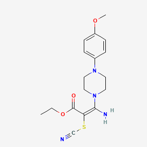 molecular formula C17H22N4O3S B2472172 （2E）-3-氨基-2-（氰基硫代）-3- [4-（4-甲氧基苯基）哌嗪-1-基]丙-2-烯酸乙酯 CAS No. 338410-23-4