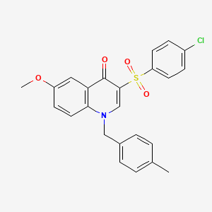 molecular formula C24H20ClNO4S B2472183 3-(4-Chlorophenyl)sulfonyl-6-methoxy-1-[(4-methylphenyl)methyl]quinolin-4-one CAS No. 866809-97-4