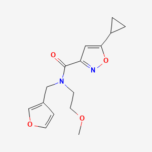 molecular formula C15H18N2O4 B2472196 5-cyclopropyl-N-(furan-3-ylmethyl)-N-(2-methoxyethyl)isoxazole-3-carboxamide CAS No. 1421526-92-2