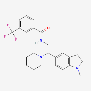 molecular formula C24H28F3N3O B2472201 N-(2-(1-methylindolin-5-yl)-2-(piperidin-1-yl)ethyl)-3-(trifluoromethyl)benzamide CAS No. 922016-42-0