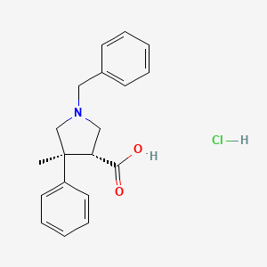 molecular formula C19H22ClNO2 B2472212 (3R,4S)-1-Benzyl-4-methyl-4-phenylpyrrolidine-3-carboxylic acid;hydrochloride CAS No. 2044706-43-4