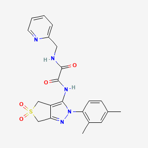 molecular formula C21H21N5O4S B2472224 N1-(2-(2,4-dimethylphenyl)-5,5-dioxido-4,6-dihydro-2H-thieno[3,4-c]pyrazol-3-yl)-N2-(pyridin-2-ylmethyl)oxalamide CAS No. 899995-02-9
