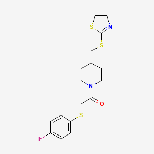 1-(4-(((4,5-Dihydrothiazol-2-yl)thio)methyl)piperidin-1-yl)-2-((4-fluorophenyl)thio)ethanone