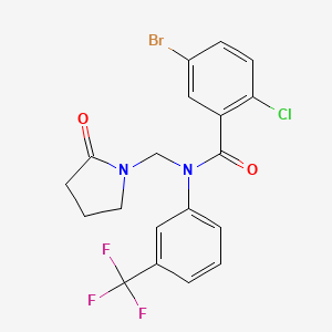 molecular formula C19H15BrClF3N2O2 B2472241 5-bromo-2-chloro-N-[(2-oxopyrrolidin-1-yl)methyl]-N-[3-(trifluoromethyl)phenyl]benzamide CAS No. 863001-76-7