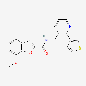 molecular formula C20H16N2O3S B2472252 7-methoxy-N-((2-(thiophen-3-yl)pyridin-3-yl)methyl)benzofuran-2-carboxamide CAS No. 2034247-81-7
