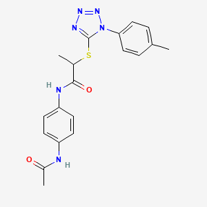 molecular formula C19H20N6O2S B2472262 N-[4-(acetylamino)phenyl]-2-{[1-(4-methylphenyl)-1H-tetrazol-5-yl]sulfanyl}propanamide CAS No. 887347-43-5