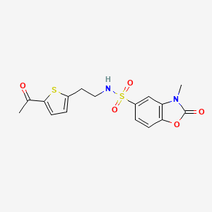 molecular formula C16H16N2O5S2 B2472269 N-(2-(5-acetylthiophen-2-yl)ethyl)-3-methyl-2-oxo-2,3-dihydrobenzo[d]oxazole-5-sulfonamide CAS No. 2034340-55-9