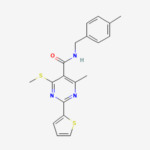 4-methyl-N-[(4-methylphenyl)methyl]-6-(methylsulfanyl)-2-(thiophen-2-yl)pyrimidine-5-carboxamide