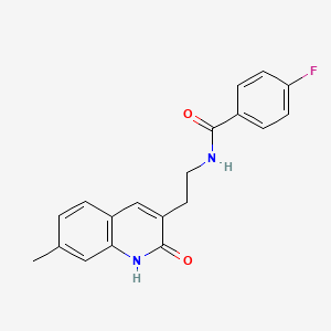 4-fluoro-N-[2-(7-methyl-2-oxo-1H-quinolin-3-yl)ethyl]benzamide