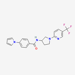 molecular formula C21H19F3N4O B2472312 4-(1H-ピロール-1-イル)-N-{1-[5-(トリフルオロメチル)ピリジン-2-イル]ピロリジン-3-イル}ベンズアミド CAS No. 2097919-87-2